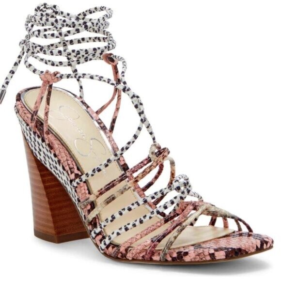 Jessica Simpson Women S Milaye Block Heeled Wrap-up Sandal - Chic and Versatile - Picture 1 of 9